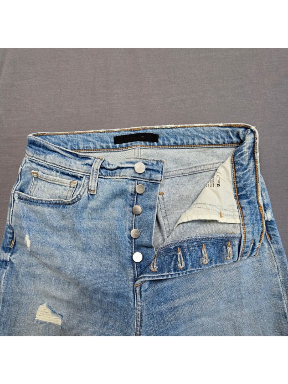 Joes 27 Button Fly High Rise Vintage Straight Jeans The Honor Distressed Raw Hem - Picture 8 of 8